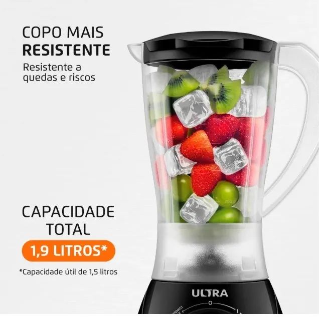 Liquidificador Mondial Ultra Facility Power, 550W, 2 Vel.+ pulsar, Preto -110V (NOVO) - Foto 2
