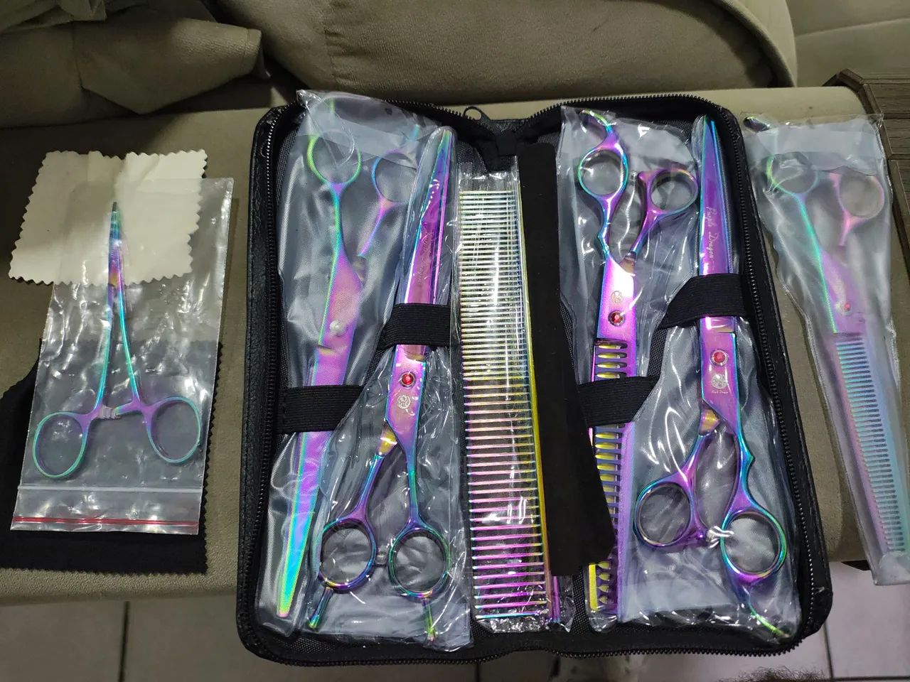 Kit tesouras cuidado pets Purple Dragon 7 polegadas