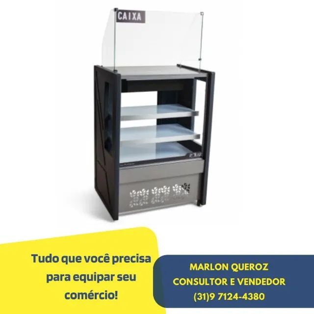 Balcão caixa vitrine Polar 0,80cm Platinum- PVCN