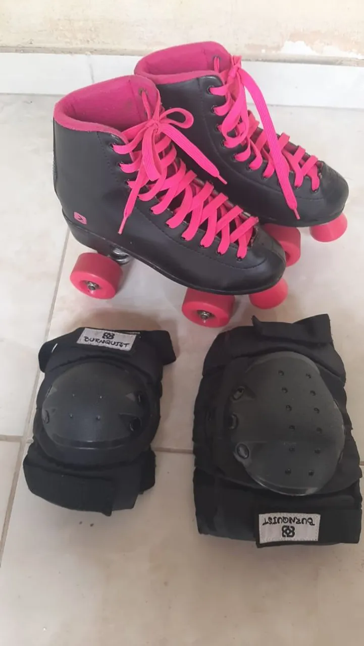 Patins Roller Quad Burnquist - Preto e Rosa