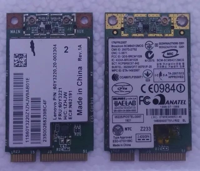 Placa Pci Wireless Wifi Bcm94312mcg 