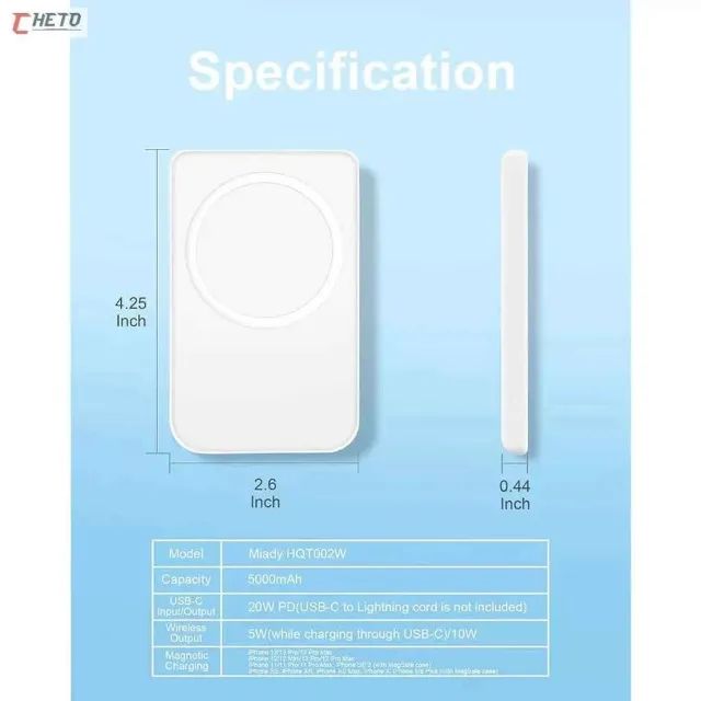 ? Carregador IPhone Magnético MagSafe Rápido De Indução e Seguro com 7000MAH? - Foto 3