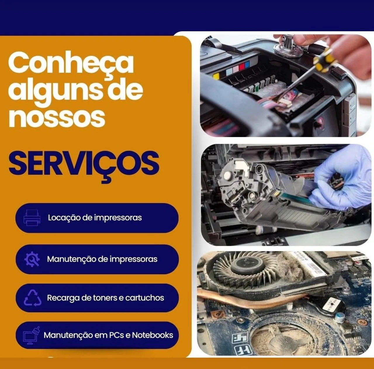 Impressoras - Manutenção, Locação e Venda + Toners, Cartuchos, Tintas e Recargas