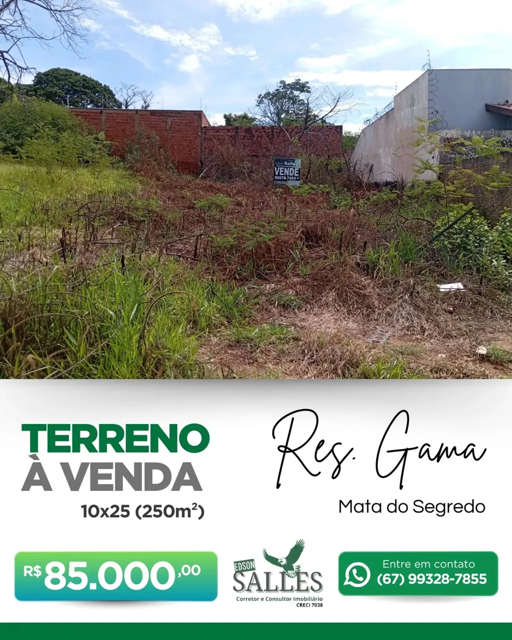 Terreno para venda com 250 metros quadrados em Residencial Gama - Campo Grande - MS