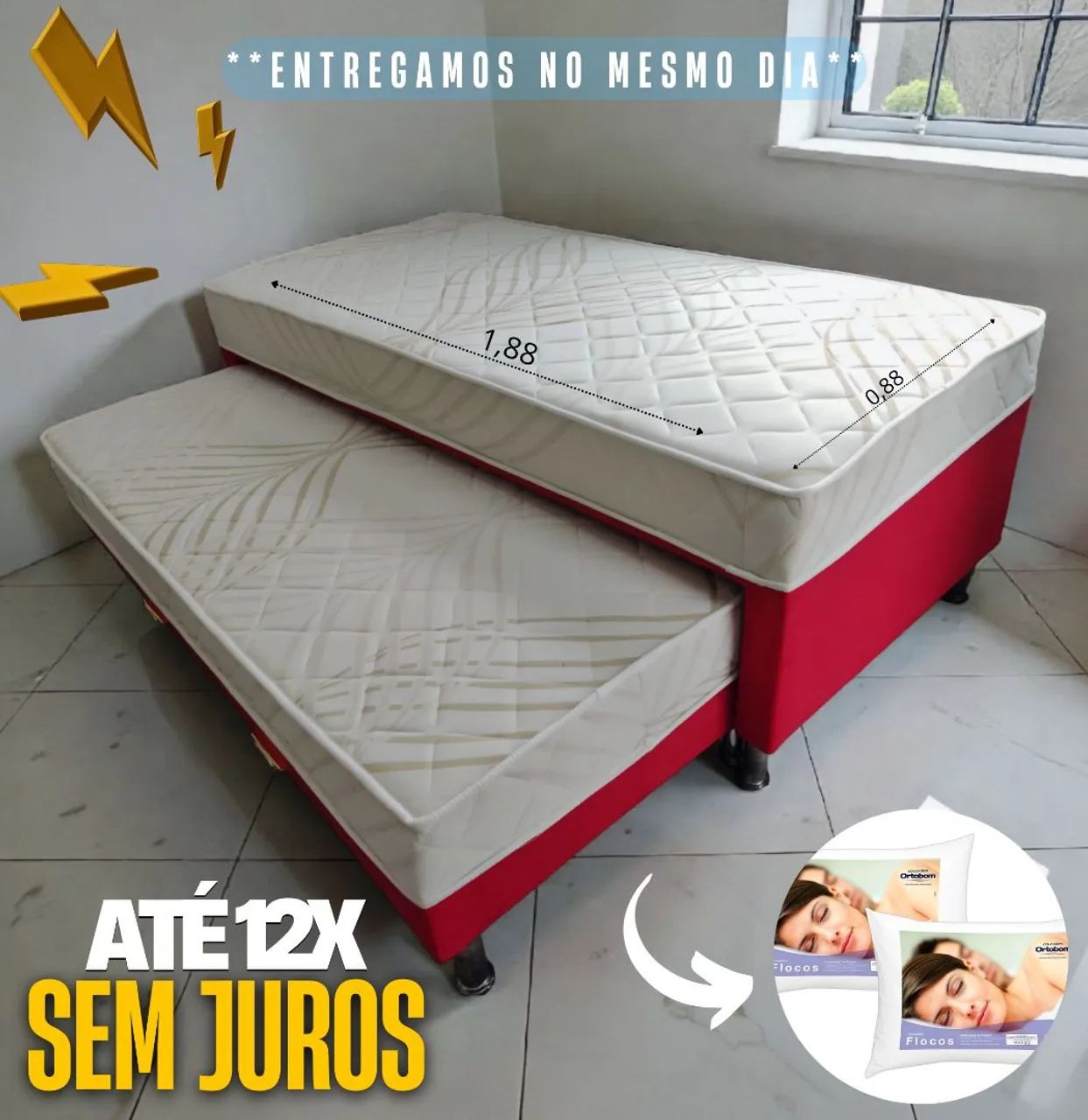 Bicama de luxo! Molas ensacadas individualmente.