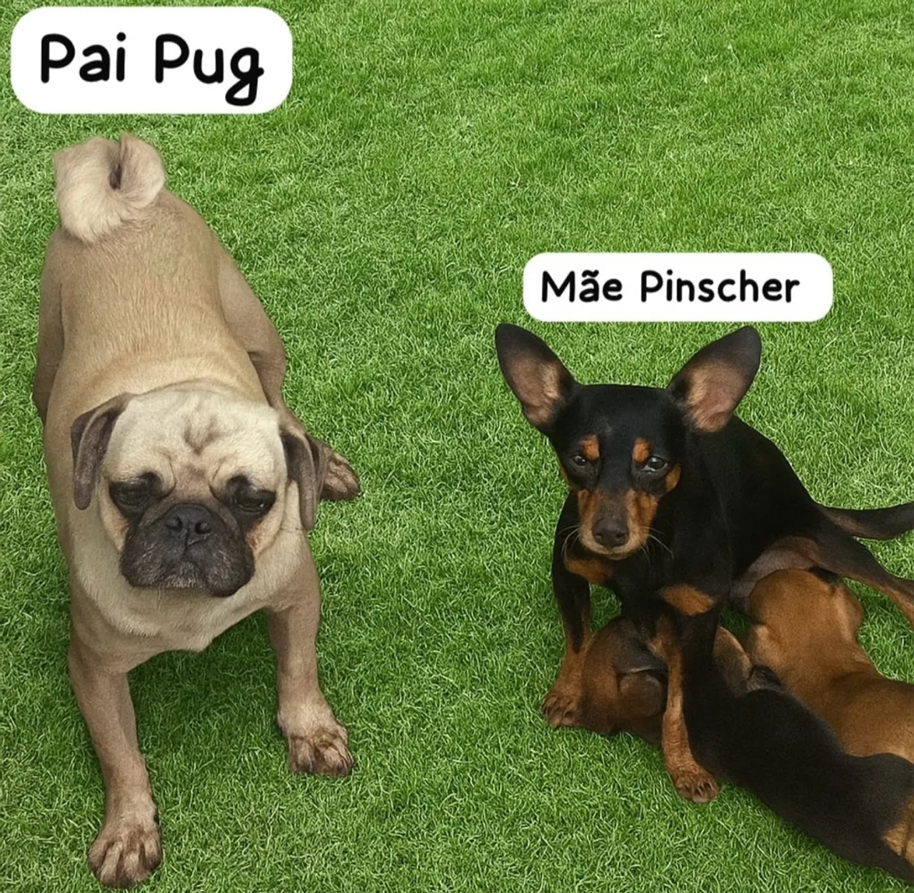 Filhotes de Pinscher com Pug
