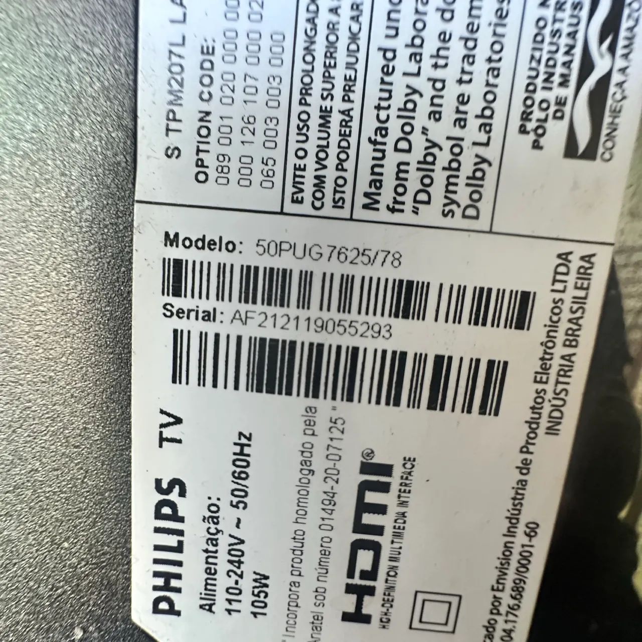 Tv Philips modelo 50PUG7625/78 tela quebrada para peças 