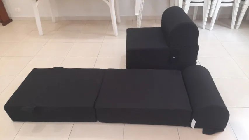 Sofá Cama Dobrável Individual, Cor Preta, Novo