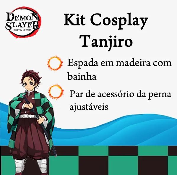 Kit cosplay tanjiro espada + acessorios demon slayer - Foto 2