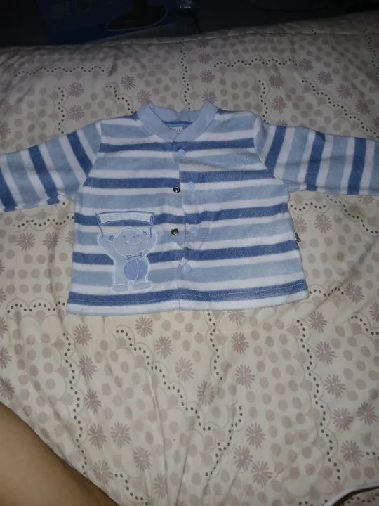 Macacão de Bebê - Listrado Azul e Branco