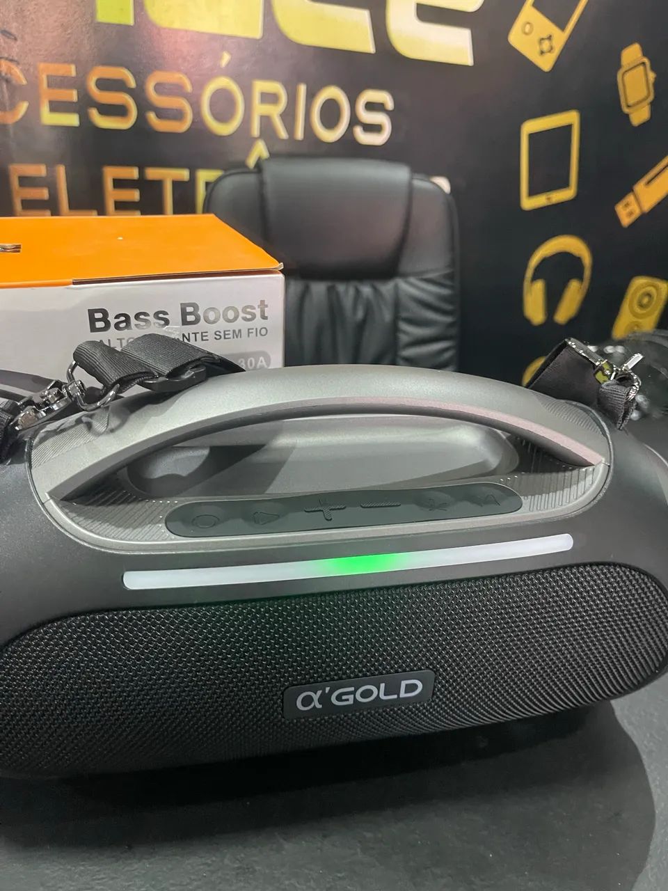 Caixa De Som Boombox 60w Bluetooth 10 Horas De Bateria Cinza-escuro - Foto 6