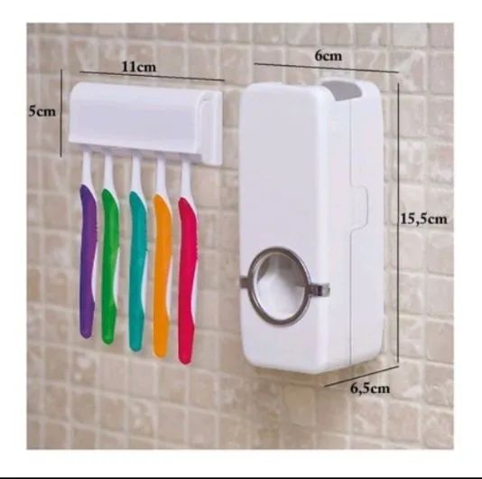 Kit Dispenser de Creme Dental e Porta Escovas