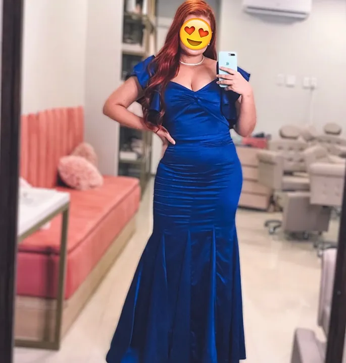 Vestido de festa azul royal sereia
