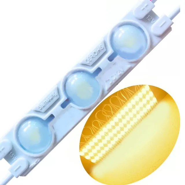 Kit 20 Módulos de Led 7025 3-Leds 12v Lente 160º Branco Quente Samsung