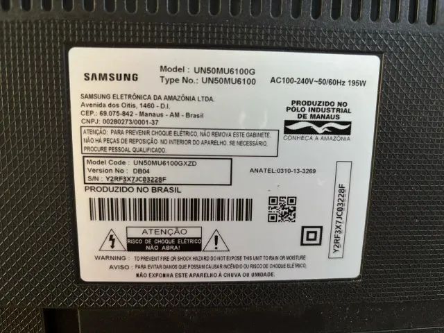 Tv sansung 50p tela quebrada com controle original - retirada de peças