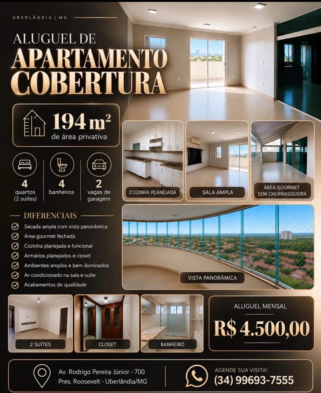 Apt cobertura  com 194mts 