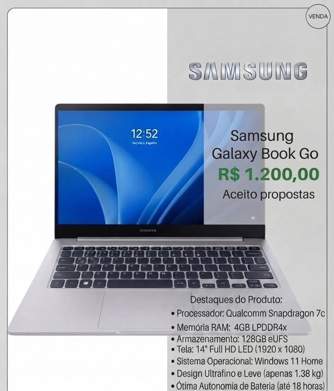 Notebook Samsung Galaxy Book GO - Foto 4