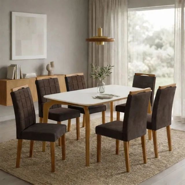 MESA CAPRI 1,60M  6 CADEIRAS  100% MDF. PRONTA ENTREGA. - Foto 2