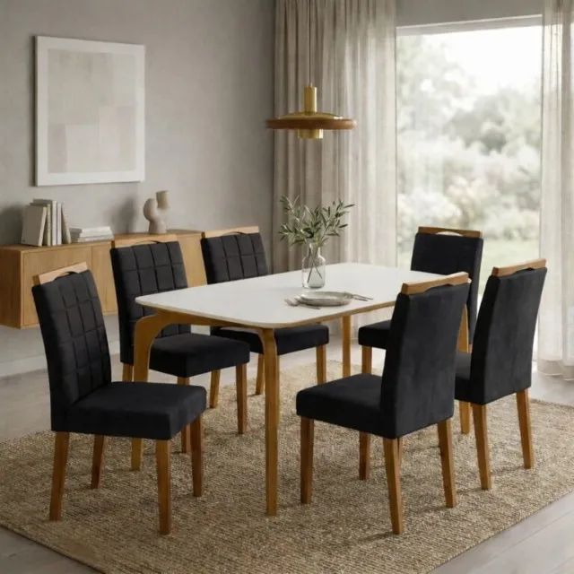 MESA CAPRI 1,60M  6 CADEIRAS  100% MDF. PRONTA ENTREGA. - Foto 3