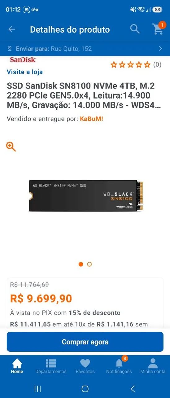 Ssd 2tb wd black sn8100 nvme 100% saude pc e ps5 - Foto 3