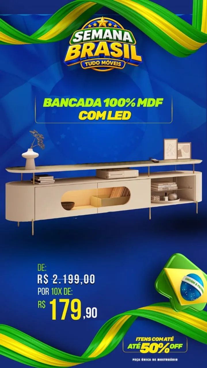 Bancada 100% MDF com Led
