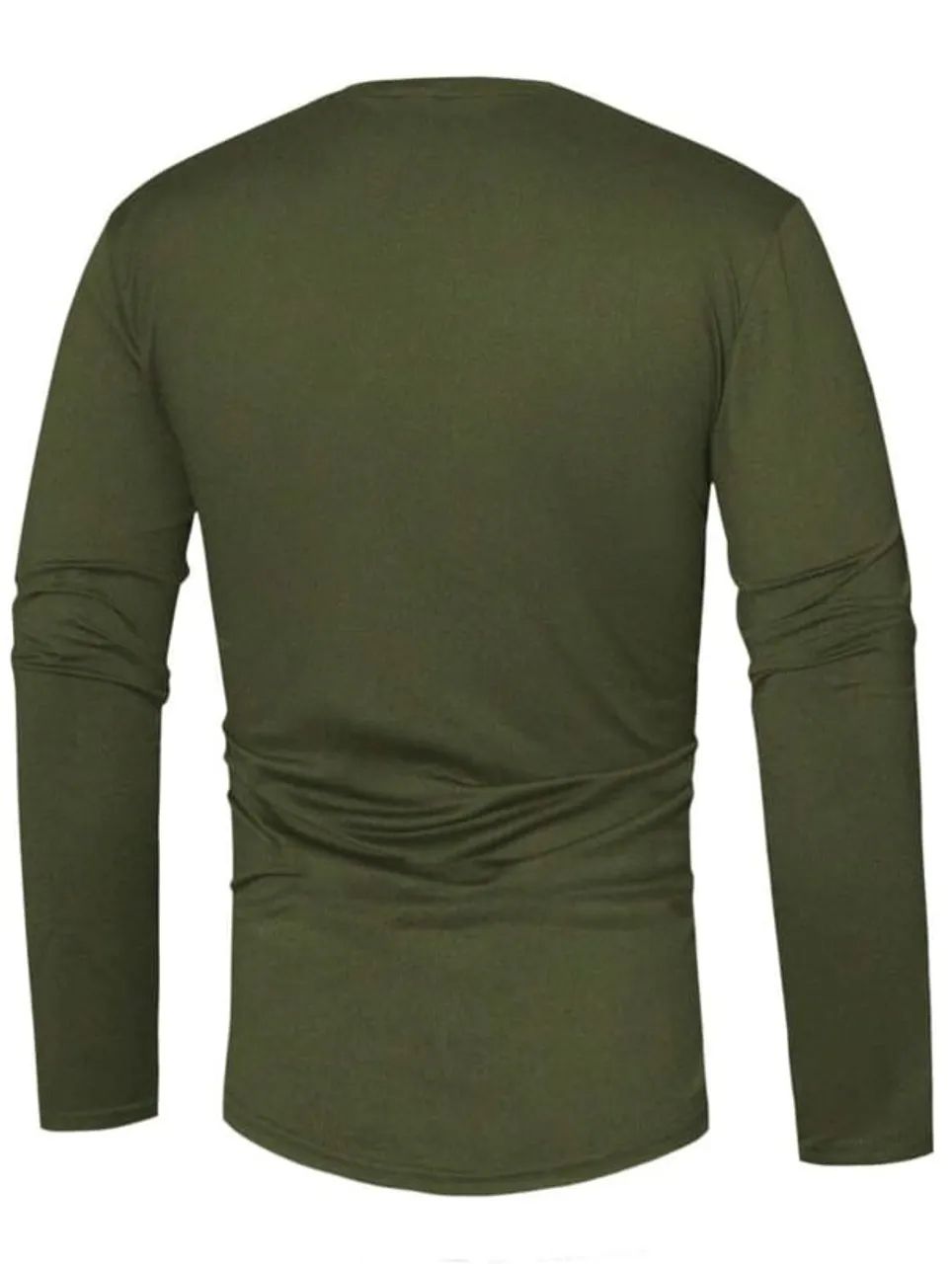 Camiseta Verde Militar Sólida Manfinity - Foto 2