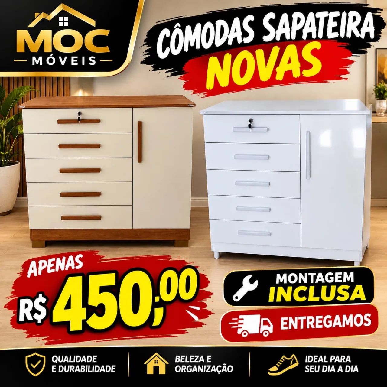 CÔMODAS SAPATEIRA NOVAS 