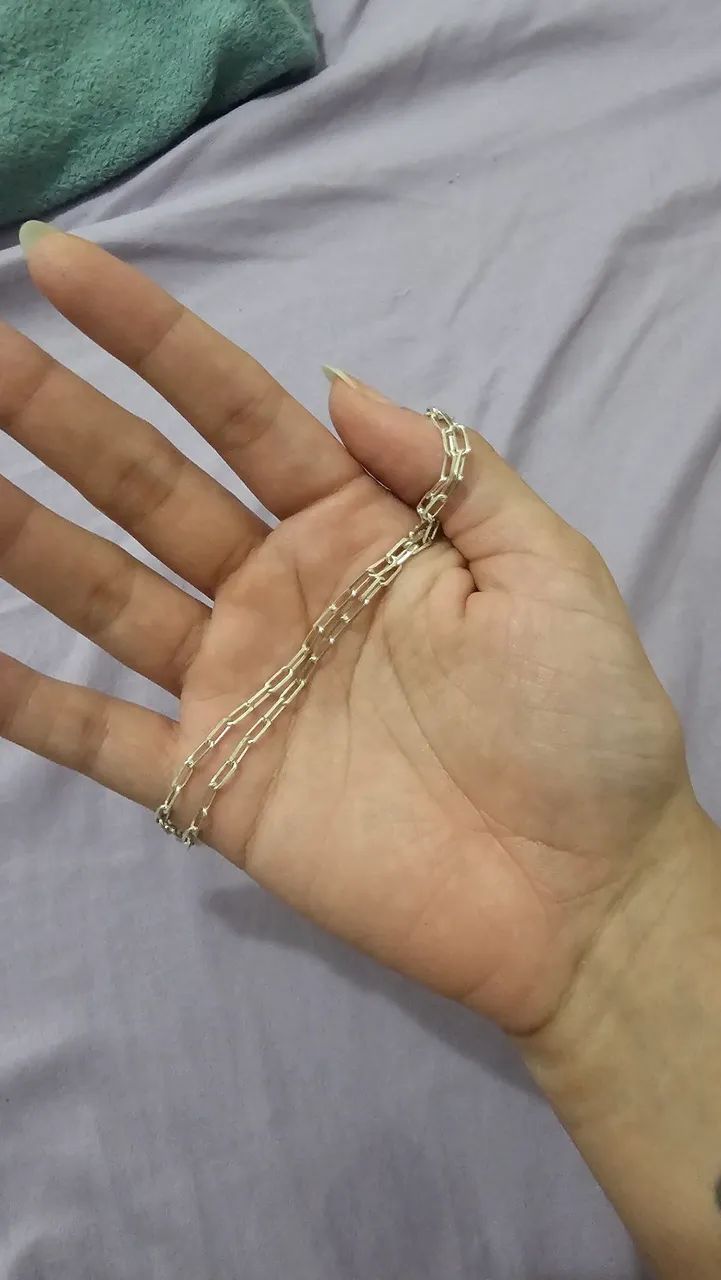 Corrente de prata cadeado alongado Unissex