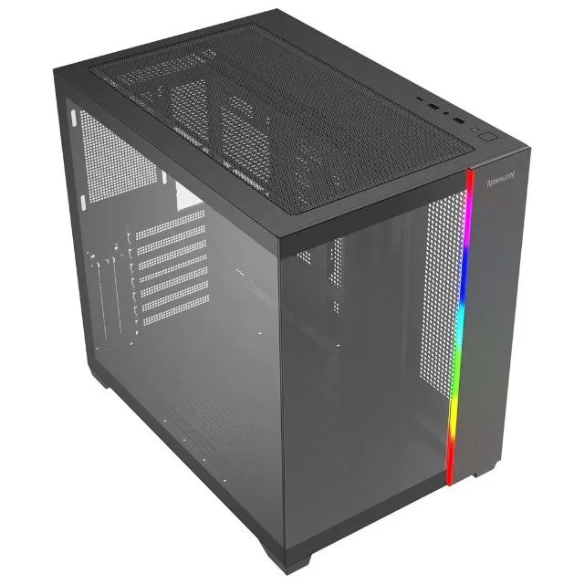 GABINETE GAMER REDRAGON TESSERACT RGB PRETO CA-614B (FANS NÃO INCLUSAS) NOVO LACRADO! - Foto 3