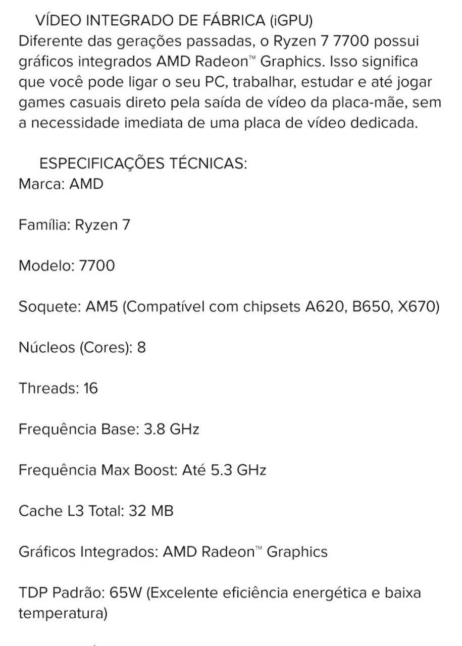 Vendo Processador Ryzen 7 7700 - Foto 2