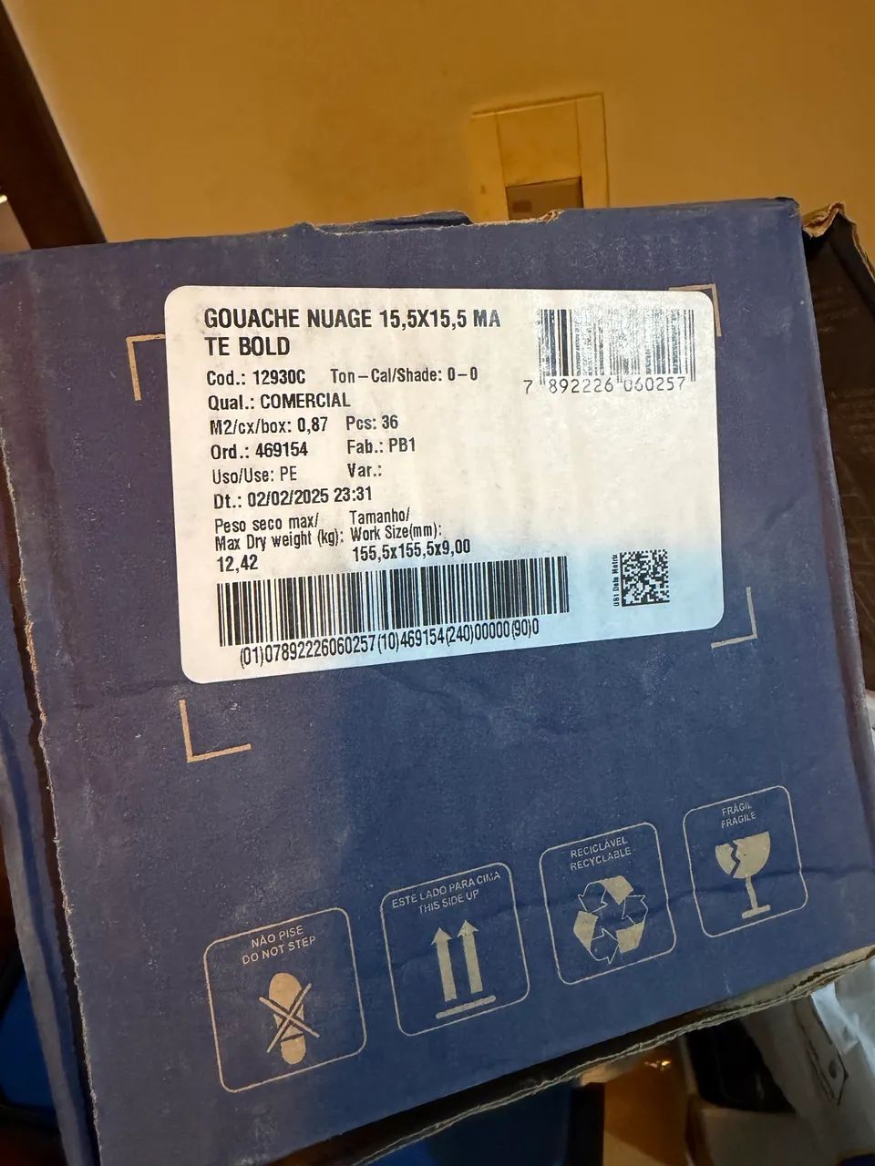 08 Caixas Revestimento Gouache Nuage 15,5x15,5 Mate (Fosco) Bold Portobello - Foto 2