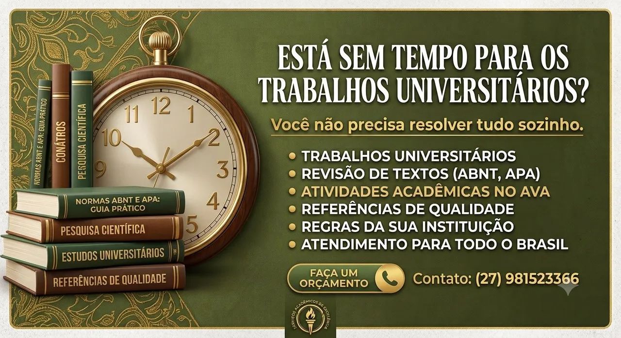 ASSESSORIA ACADÊMICA: TRABALHOS UNIVERSITÁRIOS E AVA