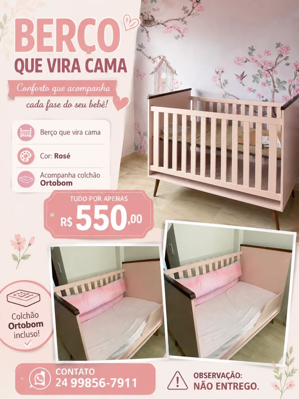 Berço Cama Rose