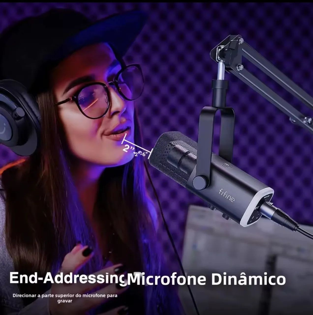 Microfone Fifine AM8T RGB USB/XLR + Braço Articulado - Podcast e Streaming - Foto 5