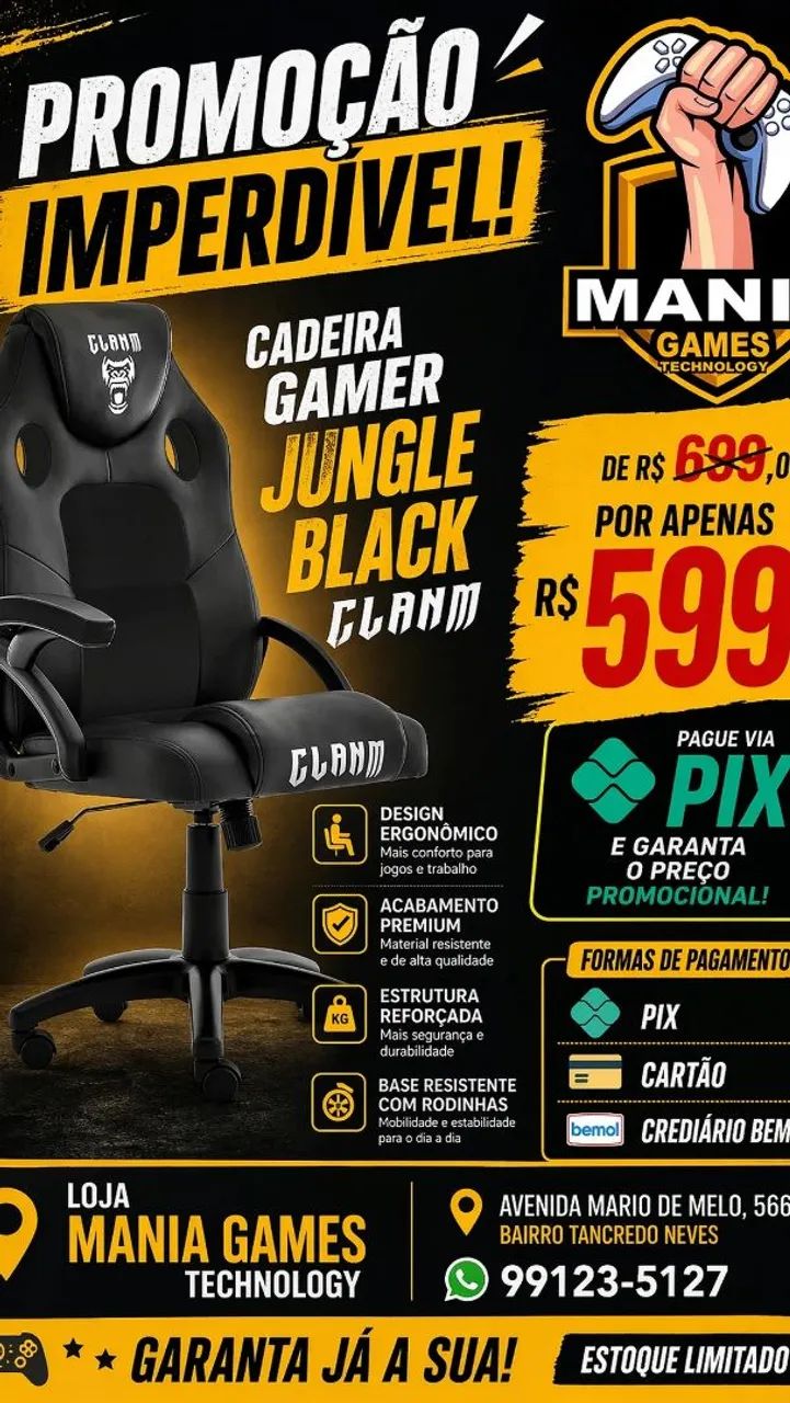 Cadeira gamer jungle Black 
