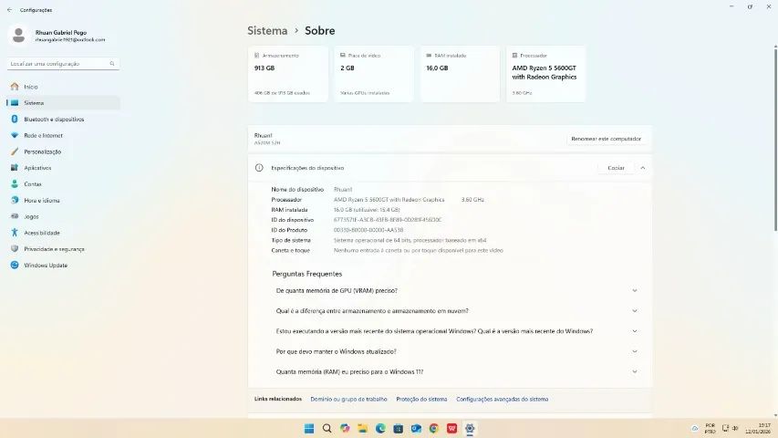 PC Gamer / Trabalho - Ryzen 5 5600GT | 16GB RAM | 1TB - Foto 3