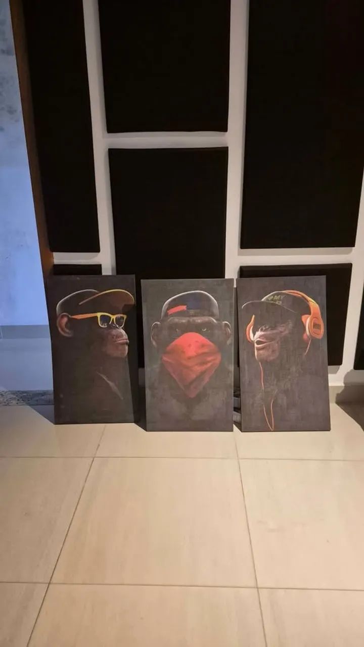 Kit 3 quadros 3 Macacos - Foto 3