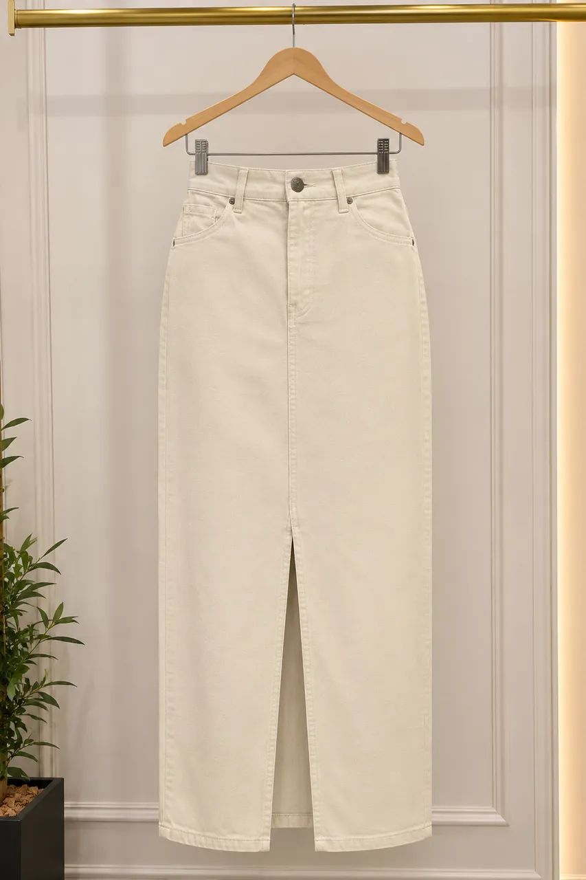 Saia jeans creme 