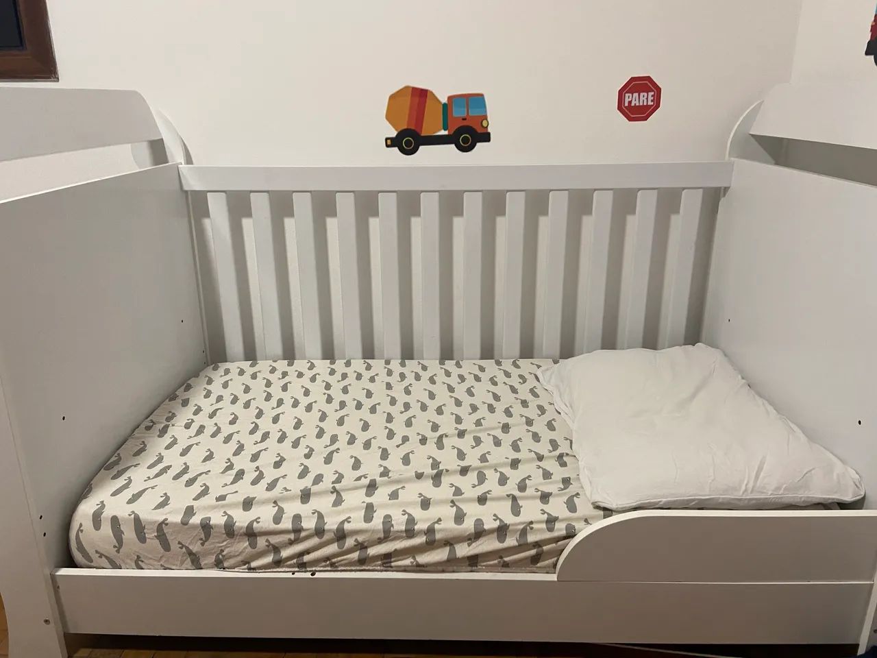 Berço 3 em 1 - branco com colchão 