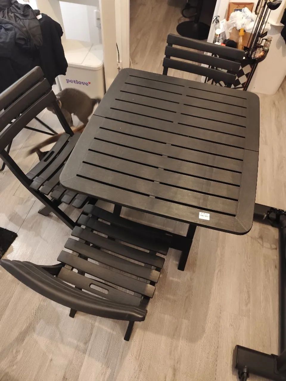 Mesa e 3 cadeiras dobráveis pretas - Foto 2
