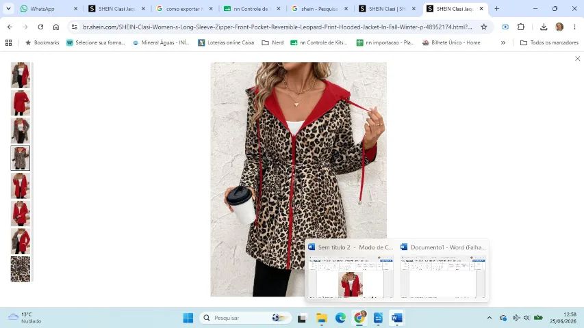Jaqueta Reversível com Capuz (estampa de leopardo)