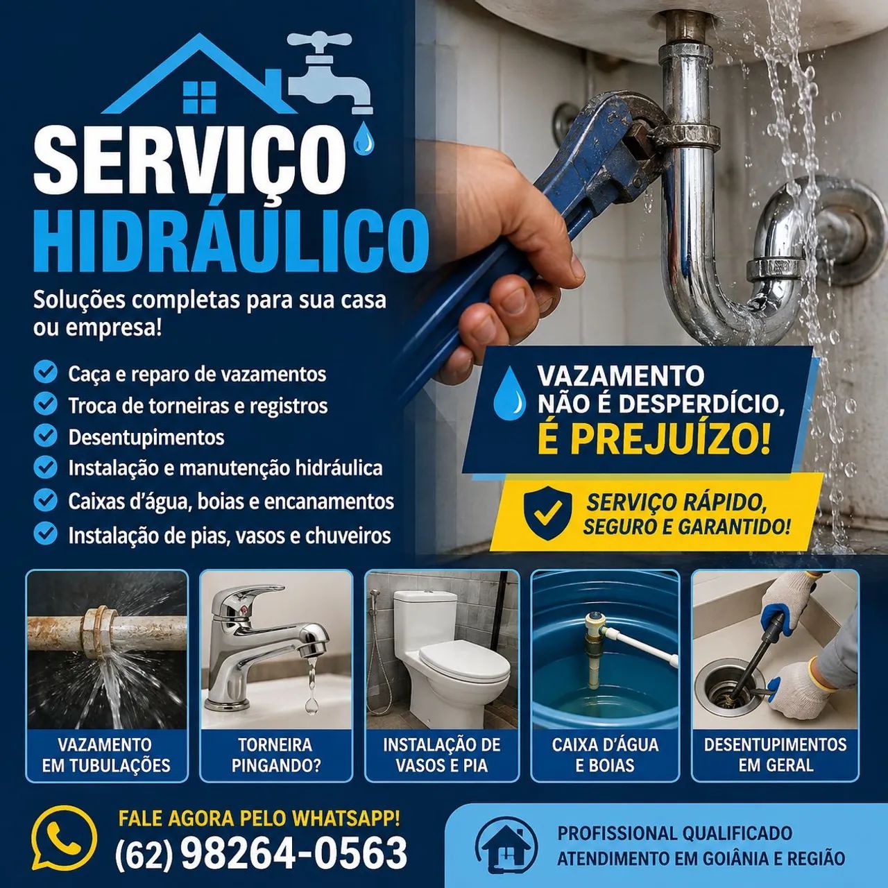 Serviço hidráulico, limpeza de caixa 