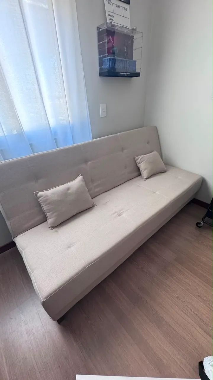 Sofá cama em linho