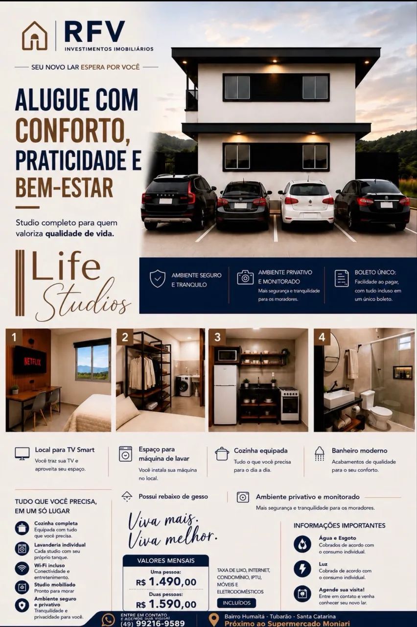Alugo apartamento studio(kitnet) todo mobiliado
