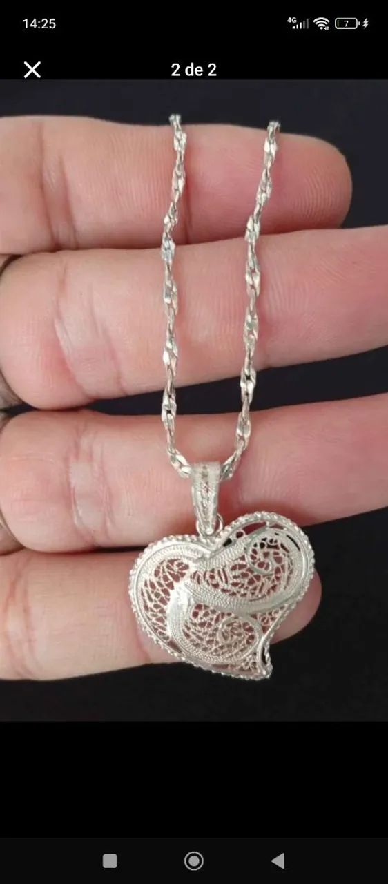 Colar de preta com pingente de coração  - Foto 2