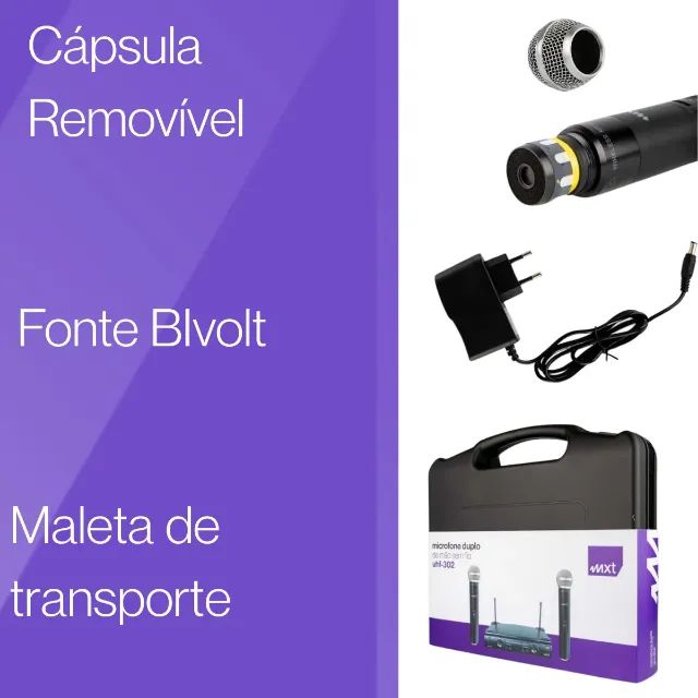 Microfones Sem Fio MXT UHF-302 Dinâmico Cardioide e Direcional - Foto 4