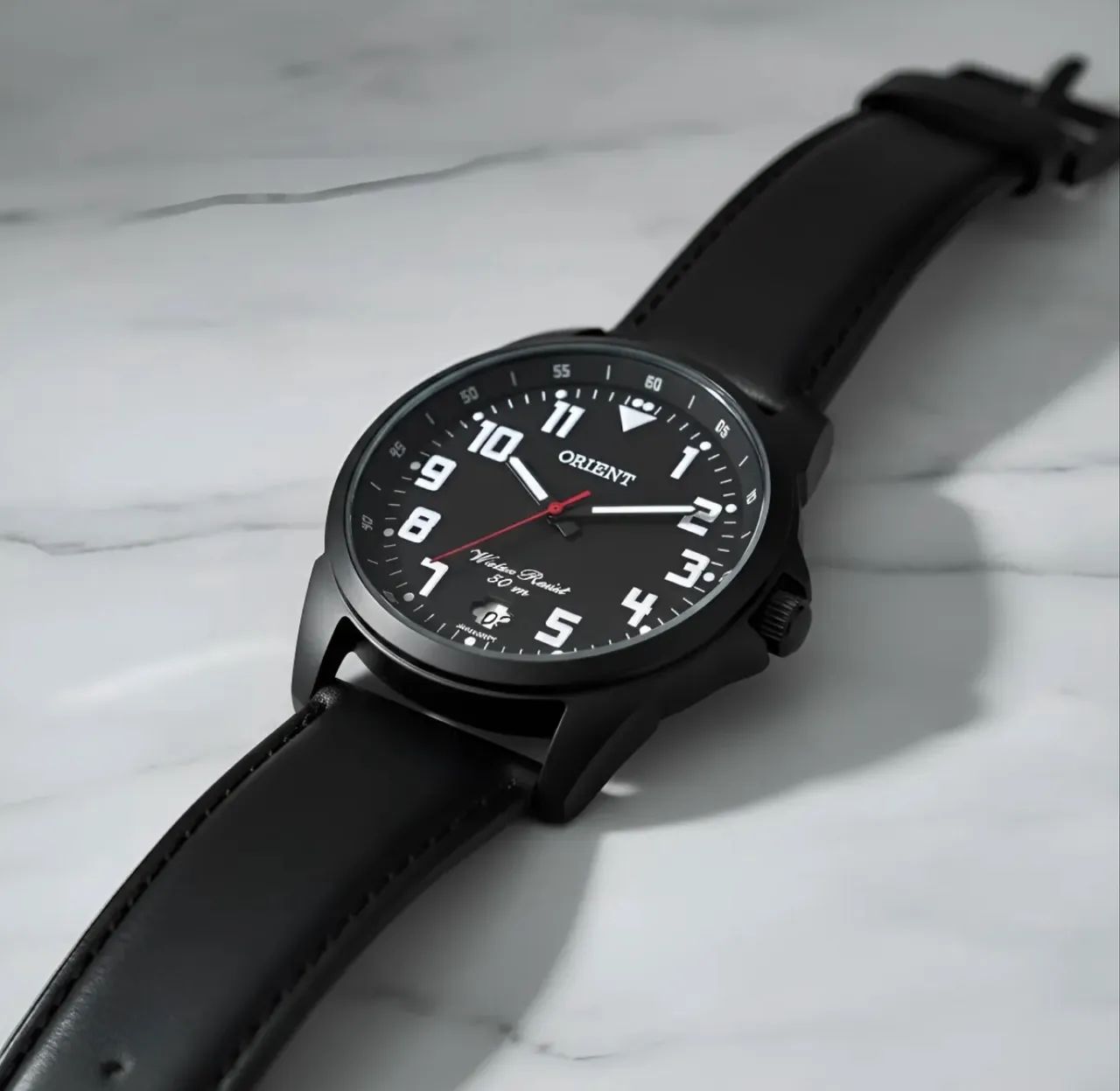 Relógio orient sport black pulseira couro legítimo - Foto 4