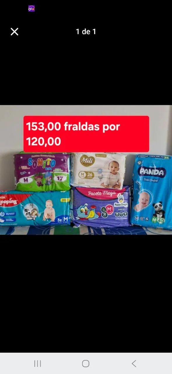 153 fraldas marcas variadas novo