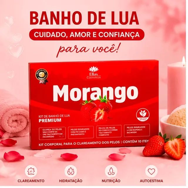Kit Banho De Lua Morango Ellas Cosméticos 10 Itens - Cm0043 - Foto 3
