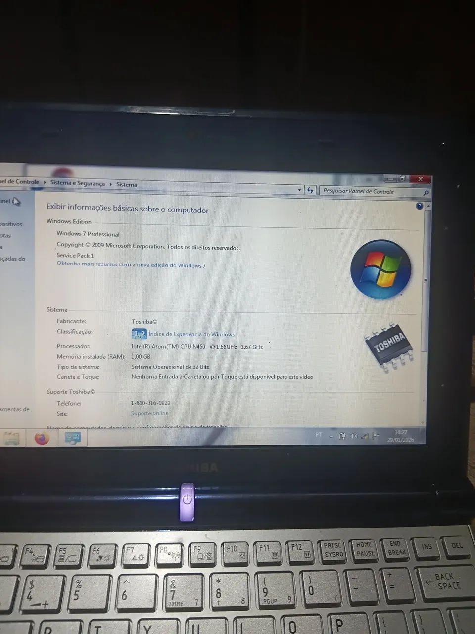Notebook toshiba só funciona no carregador